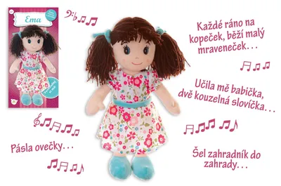 Obrázok produktu pre Ema handrová plyšová bábika 40 cm česky hovoriaca a spievajúca na kartičke v sáčku 0+