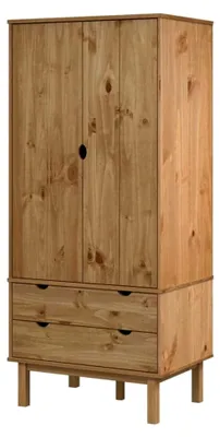Produktbild von Kleiderschrank aus massivem Kiefernholz mit Schubladen 76,5x53x172cm