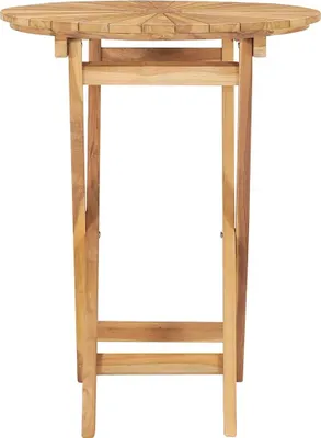 A wooden folding garden table.