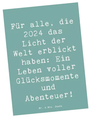 Produktbild von Mr. & Mrs. Panda Postkarte Spruch 2024 Geburtstag Glücksmomente - Meeresbrise - Geschenk, Postkarten, Fotokarte, Alter, Grußkarte, Abenteuer, Geburtstagsfeier, Geburt