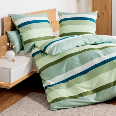 Produktbild von Janine Mako-Satin Bettwäsche J.D. 87116 grün 155x220 cm + 80x80 cm