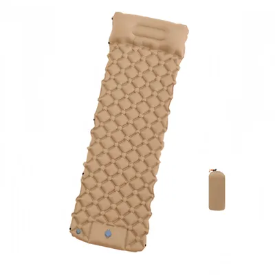 Produktbild von Kombinierbare Mehrpersonen-Luftmatratze 150kg Tragkraft, 5cm Dicke mit Fußpumpe & Doppelventil, Camping Sleeping Pad, Ergonomisch weich, Khaki