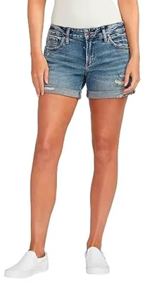 Produktbild von Silver Jeans Co. Damen Boyfriend Mid Rise Shorts, Mittlere Stretch-Größe, 26W x
