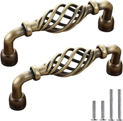 Image de Poignée de tiroir vintage, style antique, métal, noir, poignée de tiroir à vis, poignée de tiroir, poignée de meuble, poignée de porte, poignées pour tiroirs de cuisine, tiroirs, armoires (96 mm, bronze A)
