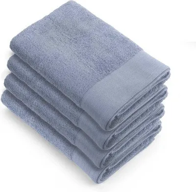 Obrázok produktu pre Unyqoos® Sada 4 kúskov mäkkých froté osušiek Walra – 70x140 cm, 550 g/m², 100% bavlna, extra mäkké, s širokým lemom, s pútkom na zavesenie, modrej farby