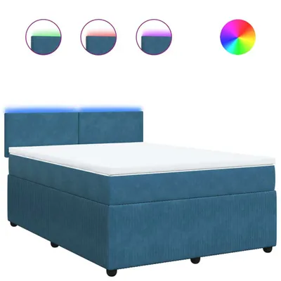 Produktbild von Boxspringbett mit Matratze Blau 140x200 cm Samt