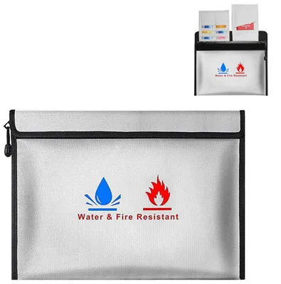 Produktbild von Feuerfeste Dokumententasche, 38 x 28 cm, wasserdicht, für Dokumente, Reisepass, Bankunterlagen, Geld und Wertsachen.