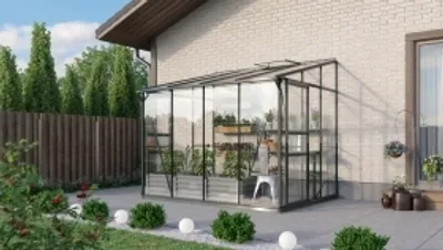 Produktbild von Vitavia Anlehn-Gewächshaus "Osiris 5200" smaragd 5,2 m² 3 mm ESG, 6 mm HKP