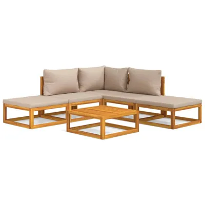 Produktbild von 6-tlg. Garten-Lounge-Set mit Taupe Kissen Massivholz