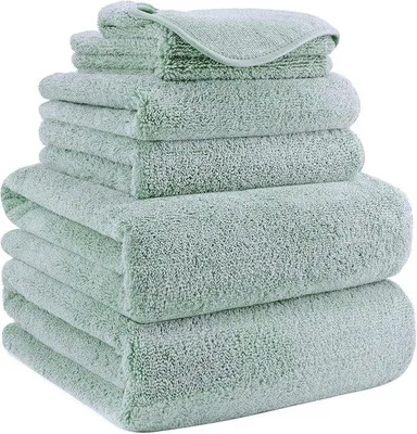 Productafbeelding van Famanu microvezel handdoeken, snel drogend, lichtgroen - 152 x 76 cm, 6 stuks