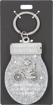 Produktbild von Depesche Schutzengel \Fahrradfahrer\" Schlüssel-Anhänger aus hellgrauem Filz und Metall, Glücksbringer als kleines Geschenk für die Liebsten unterwegs - ein Stück"