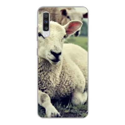 Produktbild von MuchoWow® Handyhülle Schutzhülle Hülle für Samsung Galaxy A70 Schaf - Lamm - Gras Silikon Softcase Handy Hülle - Schutzhaube