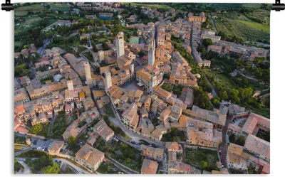 Produktbild von MuchoWow® Wandteppich Wandbehang Sonnenaufgang über der ummauerten toskanischen Stadt in Italien 60x40 cm Tapisserie Dekoration Wandtuch - Wanddekorationen