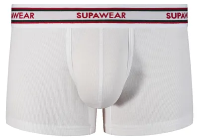 Image de SUPAWEAR - Sous-vêtement Boxeur ajusté Hommes - Ribbed Varsity Trunk White - 1x Taille L