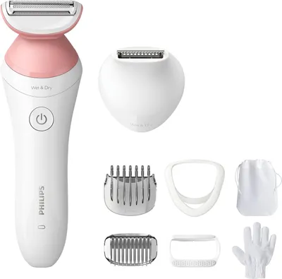 Obrázek produktu pro Philips 6000 series Lady Shaver Series 6000 BRL146/00 Bezdrátový holicí strojek pro mokré a suché použití, Planžetový holicí strojek, 1 hlava/hlavy, Šedá, Růžová, Bílá, Ergonomický, Baterie, Zabudovaná baterie
