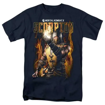 Productafbeelding van Mortal Kombat - T-shirt voor heren/dames, uni model, TV39033 (maat L) (marineblauw), AI-gegenereerde afbeelding