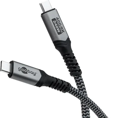 Obrázok produktu pre Goobay 74776, 1,5 m, USB C, USB C, USB4 Gen 4x2, 80 Gbit/s, Čierna, Strieborná