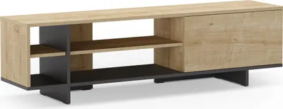 Image de Marckeric - Meuble TV Cequoia - Noir - 160 x 35,6 x 44 cm