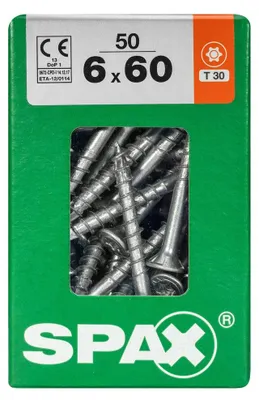 Produktbild von Spax Universalschrauben 6.0 x 60 mm TX 30 Senkkopf - 50 Stk.