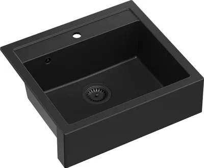 Produktbild von QUADRON Spülbecken 2-Becken Spüle | Größe: 59,5 x 54 x 20,5 cm | BILL 110 | Granitspüle aus GraniteQ mit Siphon | Pure Carbon/Schwarz