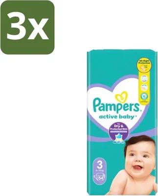 Produktbild von Pampers – Windeln – Active Baby Größe 3 – 54 Windeln - Vorteilspack - 3 Stücke