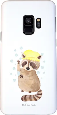 Produktbild von Mr. & Mrs. Panda Samsung Galaxy S9 Handyhülle Waschbär - Weiß - Geschenk, Hülle, Smartphone, Fröhlich, Handy Schutzhülle, Waschen, Plan, Tagträumen, Seifenblasen, Cover