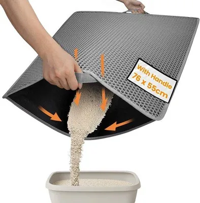 Produktbild von Famanu Katzenmatte - Wasserabweisend, Antirutsch, 46 x 60 cm - Schwarz