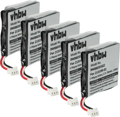 Produktbild von vhbw 5x Akku Ersatz für Plantronics 203055-01, 208769-02, 203055-01P, 208769-01, 203035-01 für Wireless Headset Kopfhörer (650 mAh, 3,7 V, Li-Polymer)