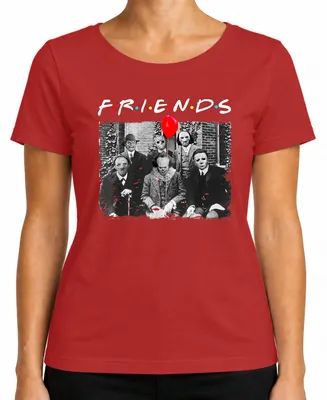 Immagine prodotto di Horror Friends Parody Halloween Masks Pennywise Jason Michael Maglietta da donna, rosso, M