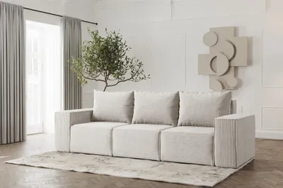 Produktbild von Sofa Designersofa ESTELLE 3-Sitzer in Stoff Poso Creme