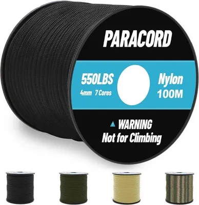 Productafbeelding van 100M Paracord 550 Nylon Touw - 4mm Parachutekoord voor Armbanden, Riemen en Overlevingstoepassingen