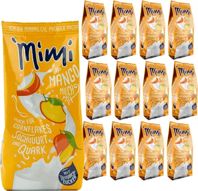 Produktbild von Mimi Milchmix Mango Getränkepulver 12 x 400g in warmer kalter Milch löslich - Vorteilspack