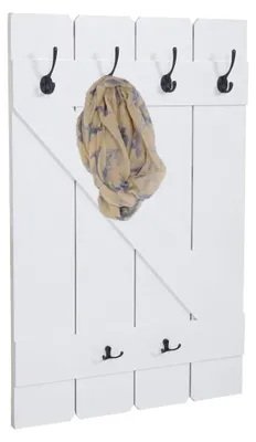 Produktbild von Wandgarderobe, Garderobenpaneel mit 6 Haken 91x60cm - weiß lackiert