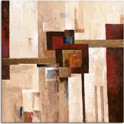 Produktbild von ARTland Leinwandbild Rote und braune Vierecke II Größe: 70x70 cm
