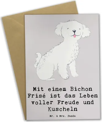 Produktbild von Mr. & Mrs. Panda babykarte Bichon Frisé Freude - Grau Pastell - Geschenk, Grußkarte, Liebenswert, Hunderassen, Hundeliebhaber, verspielte Hunde, einladungskarten, weiße