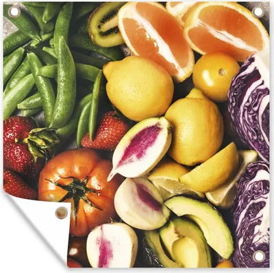 Produktbild von MuchoWow® 50x50 cm Outdoor-Poster Gartendeko Sichtschutz Garten Poster für den Garten  Obst - Gemüse - Farben
