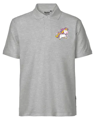 Produktbild von Huuraa Herren Polo Shirt Einhorn Comic L Sport Grey Bio Baumwolle Fairtrade Poloshirt Geschenkidee
