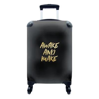 Obrázek produktu pro Kufr Příruční zavazadlo na kolečkách Malý cestovní kufr na 4 kolečkách Citáty - Gold - Black - Velikost kabiny < 55x40x23 cm a 55x40x20 cm -