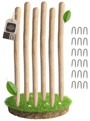 Produktbild von be4nature Haselnuss 6 x Zaunpfosten 90 cm Naturholz Pfahl angespitzt für Staketenzaun Gartenzaun