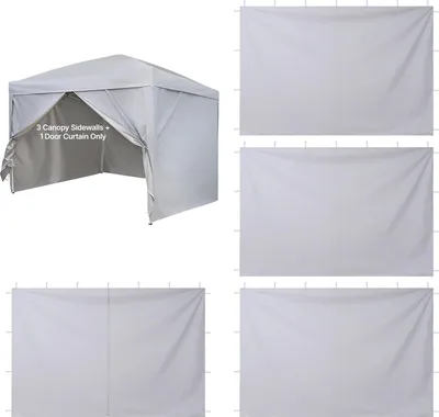 Immagine prodotto di SucceBuy 4 pareti laterali per gazebo, adatte per gazebo pieghevole 3 x 3 m, pannelli laterali idrorepellenti con rivestimento inPoliuretanoper protezione dal sole, parete laterale con porta con cerniera per eventi all'aperto e campeggio, bianco
