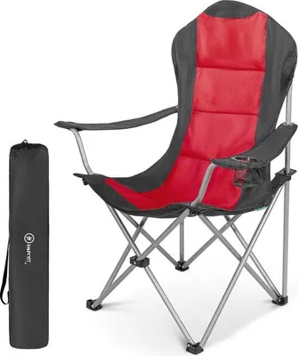 Produktbild von Famanu Campingstuhl mit Becherhalter - schwarz/rot