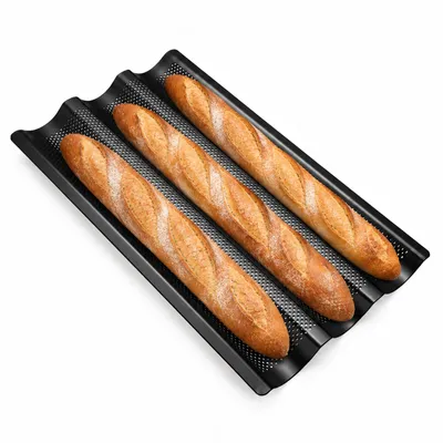 Produktbild von Baguette Backblech Edelstahl Brotbackform Baguetteblech Antihaftbeschichtung Backform Baguetteform