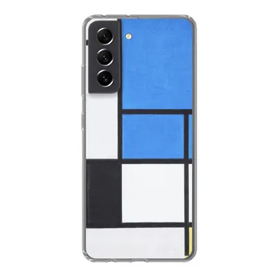 Produktbild von MuchoWow® Handyhülle Schutzhülle Hülle für Samsung Galaxy S21 FE Komposition mit Blau, Rot, Schwarz, Gelb und Grau - Piet Mondrian Silikon Softcase Handy Hülle - Mobiltelefonhülle