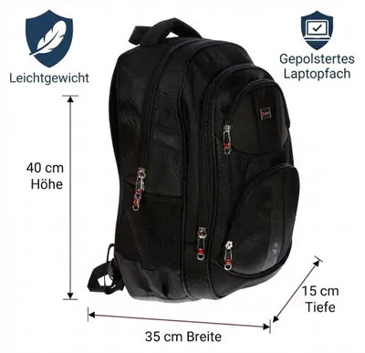 Produktbild von City Rucksack Schule Arbeit & Freizeit Bag DINA 4 Outdoor Schulrucksack Sport
