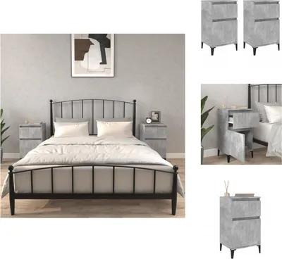 Productafbeelding van vidaXL Nachtkastjes, 2 stuks, betonkleur, 40x35x70 cm - Nachtkastjes