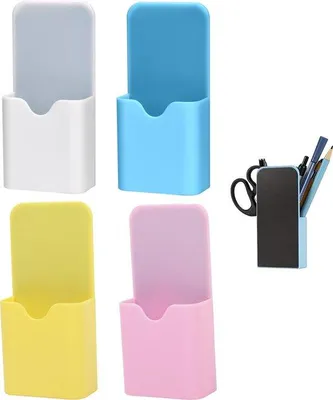 Zdjęcie produktu dla Magnetyczne uchwyty na pisaki do tablic suchościeralnych – 4 sztuki – Magnetyczne uchwyty na ołówki – białe – 12 x 5,6 x 2,6 cm