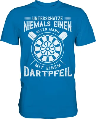 Produktbild von Unterschätze keinen alten Mann mit Dartpfeil Dart T-Shirt – Royal Blue / 5XL