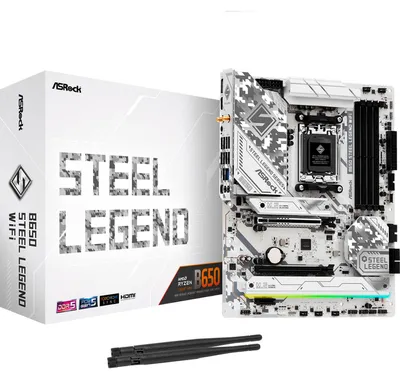 Produktbild von Asrock B650 Steel Legend WiFi, AMD, Sockel AM5, AMD Ryzen 7000 Series, DDR5-SDRAM, 192 GB, DIMM