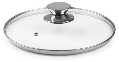 Productafbeelding van Glazen deksel met roestvrijstalen knop - 12 cm