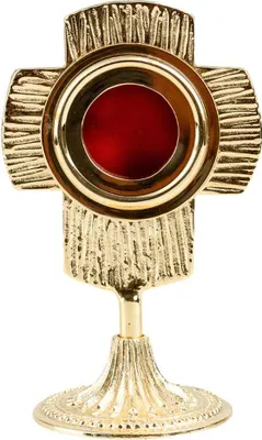 Produktbild von 17cm Reliquar Messing Vergoldet Monstranz Hausaltar Luna 6cm Öffnung Hinten 3308